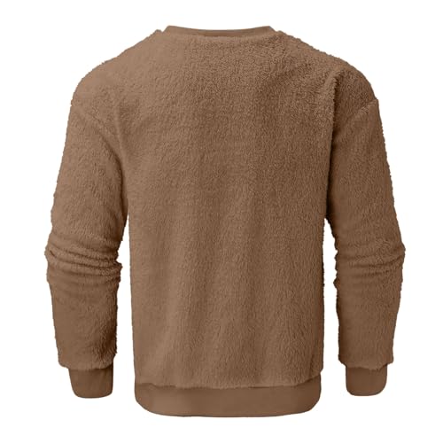 Mens Fuzzy Sherpa Sweatshirt Long Sleeve Fluffy Crew Neck Pullover Cozy Basic Unisex Fall Winter Warm Top Outwears4