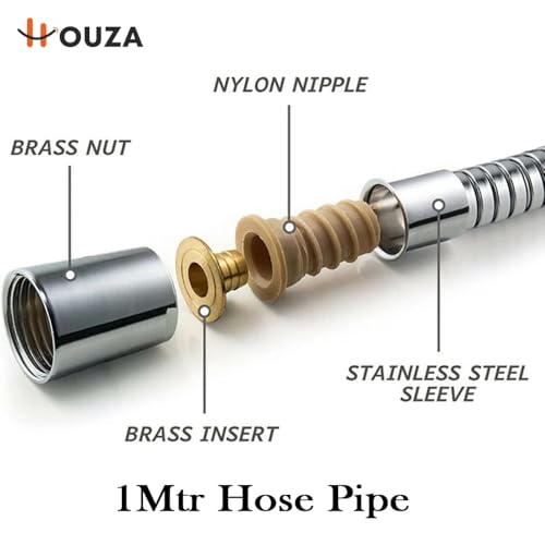 Image of HOUZA Complete Toilet Jet Spray Set - Modern Health Faucet with 1 Meter Leak-Proof Hose and Wall Mount Hook (Included) - Ideal for Daily Bathroom Hygiene and Cleaning