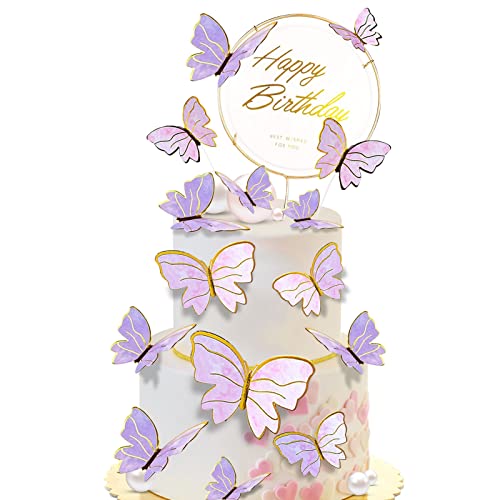 🦋【Ampia applicazione】Cake topper farfalla perfetta per feste di compleanno, baby shower party, feste di matrimonio, puoi usare il cake topper a farfalla per decorare vari alimenti, Il cake topper con farfalla glitterata porta un'atmosfera da sogno.
