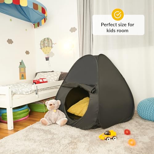 Sensorisches Zelt für Kinder zum Spielen und Entspannen | Hilfsmittel bei Autismus, SPD, Ängsten, Konzentrationsmangel | Dunkle Pop-up Höhle für autistische Kinder | Sensory Tent Mini V2 | Einzel