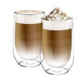 ✅VIELSEITIG UND LANGLEBIG - Dieses Premium Doppelwandglas mit einem Fassungsvermögen von 450 Millilitern eignet sich hervorragend für das alltägliche, lockere Essen und alle Unterhaltungsmöglichkeiten und ist langlebig. Gut geeignet für Espressomaschine oder Kaffeemaschine. Geeignet für Kaffee, Latte, Espresso, Cappuccino, Tee und kalte oder heiße Getränke.