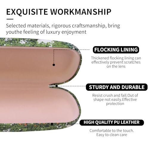 Image of PERFECTSIGHT Hard Shell Eyeglasses Case, PU Leather Protective Glasses Case, Cute Eyeglass Case for Women Men Girls