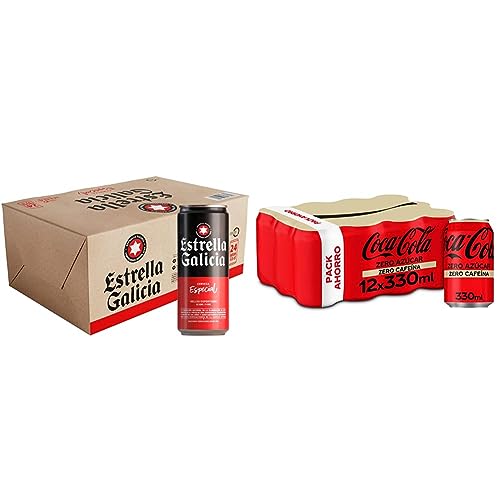 Estrella Galicia Especial - Cerveza Lager Especial & Coca-Cola Zero Azúcar Zero cafeína - Refresco de cola sin azúcar, sin calorías
