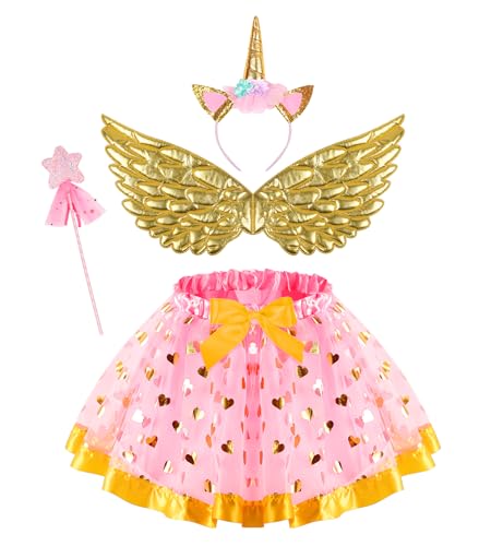 Disfraz completo para niñas con falda, guantes, corona y alas miniatura 3