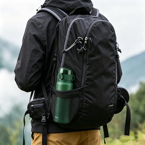 Image of GOPPUS Insulated Water Bottle 20oz Stainless Steel BPA-Free Sports Bottle Ideal for School and Travel Silicone Spout Lid Prevents Leaks, Sweat, and Dust (army green)