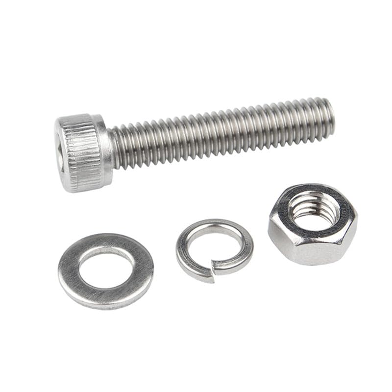 Stainless Steels 304 Cylindrical Head Washer Nuts Bolts Sets Socket Cap Cup Head Internal Hex Combination Screws M5 x 20mm 10 pcs