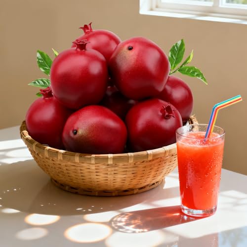 Gresorth 6 Pcs Lifelike Artificial Pomegranet Decoration Fake Pomegranate Fruit Home Party Kitchen Festival Show