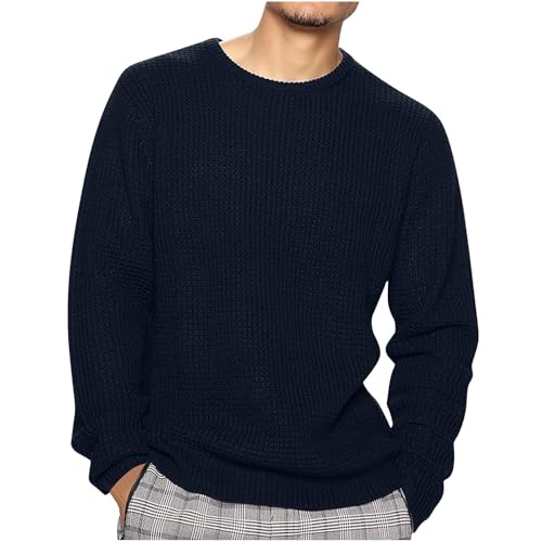 Men Knitting Sweater 2024 Casual Long Sleeve Crew Neck Sweaters Pullover Tops Basic Fall Winter Lightweight Clothes