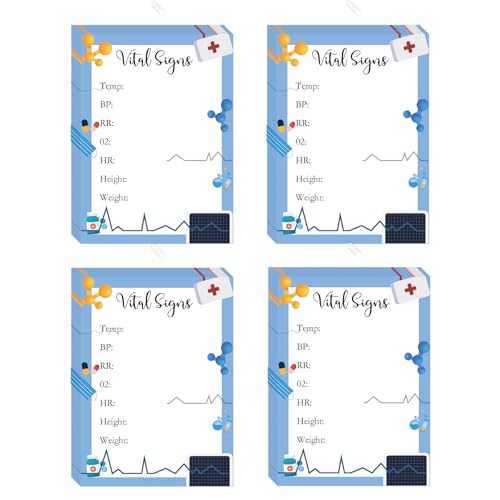 10 Pcs Vital Signs Sticky Notes Nurse Sticky Notes Patient Health Checklist Healthcare Recording Notes Medical Checklist Pad for Vital Signs Monitoring Nursing Gift Healthcare Supplies (3x4.16 Inch)