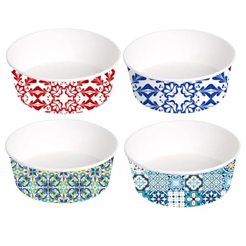 Terryshop74 Ensaladera mayólica 750 ml – Juego de 25 cuencos de papel decorado sin tapa – Recipientes desechables para poké y ensaladas