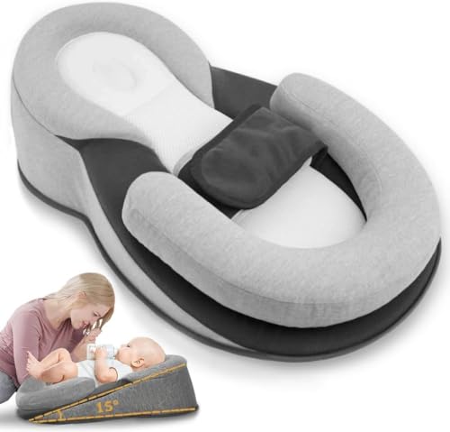 Image of Gotvspt Baby Lounger Pillow for Infant Support Cushion Reflux Pillow, Bottle Feeding, Tummy Time,Wedge Pillow for Newborn,Adjustable Baby Wedge Pillow for Reducing Spit-Up