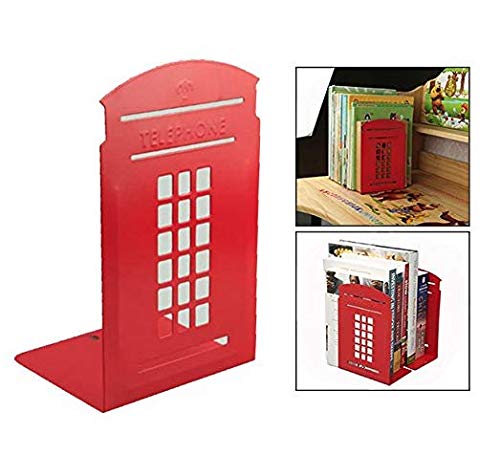 Gearmax Une paire Vintage Fashion British Style Londres Cabine téléphonique Kiosque Epicurant Bibliothèque Bureau scolaire Etude à domicile Métal Bookends ?Rouge?