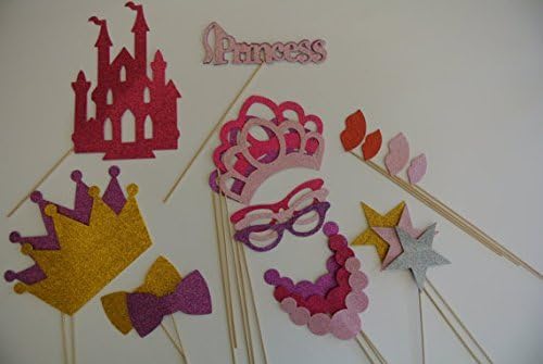 Princess Photo Booth Props Pink Lips Stars Castle Crowns and Tiaras