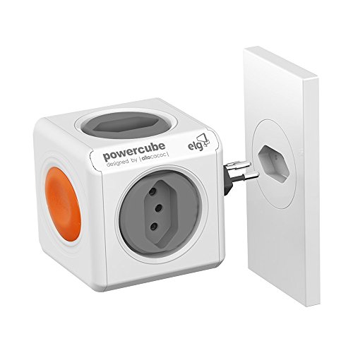 Multiplicador de Tomadas Powercube c/ Controle Remoto e 4 Tomadas, Bivolt, PWC-RM4CR, Laranja e Bran