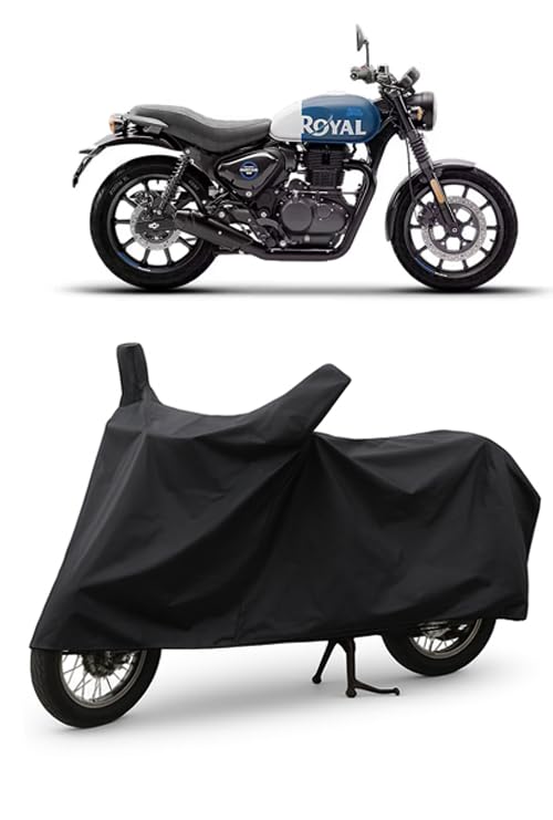 Image of DAXO Waterproof Bike Cover for Royal Enfield Hunter 350 | All Weather Protection from Rain, Dust, UV Rays & Scratches with Mirror Pockets & Buckle Belt | Hunter 350 Bike Cover
