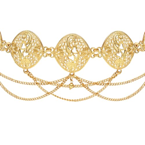 Image of I Jewels Gold Plated Traditional Multi Layered Adjustable Boho Waist Chain /Belly Chain /Kamarband For Women (B067FL)