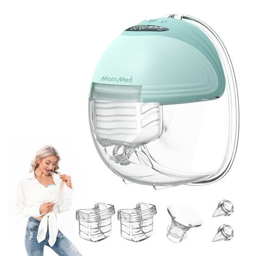 Image of MomMed Wearable Breast Pump, S21 Portable Hands-Free Electric Breast Pump, Painless Breastfeeding Breast Pump Can Be Worn in-Bra, with 3 Mode & 12 Levels, Leak-Proof Design & Low Noise, 24mm Flange