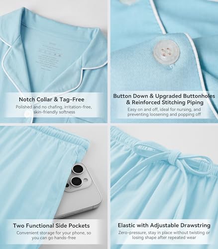 Image of WiWi Viscose from Bamboo Women's Pajamas Set Super Soft Button Down Top and Pants Sleepwear Cooling Pjs S-3X
