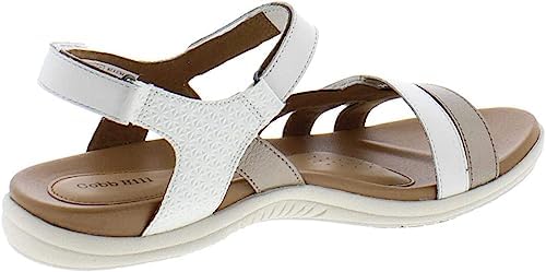 Cobb Hill Women's Adjustable Strap Flat Sandal, White, 9 | Image 1