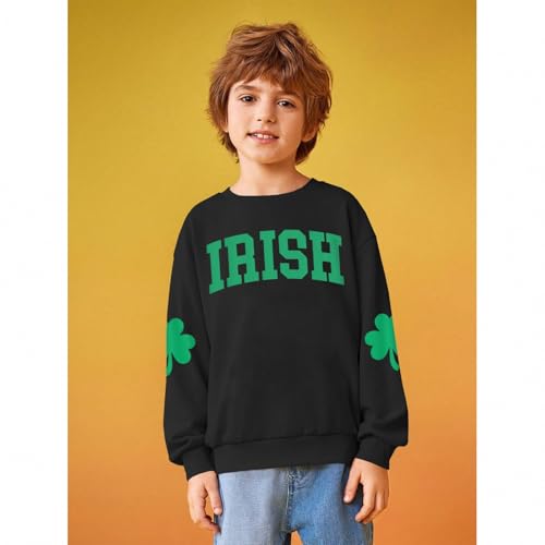 Ritatte St Patrick's Day Sweatshirt Girls Boys Irish Shamrock Crewneck Pullover Top Kids Clover Long Sleeve Shirt 6-12 Years3