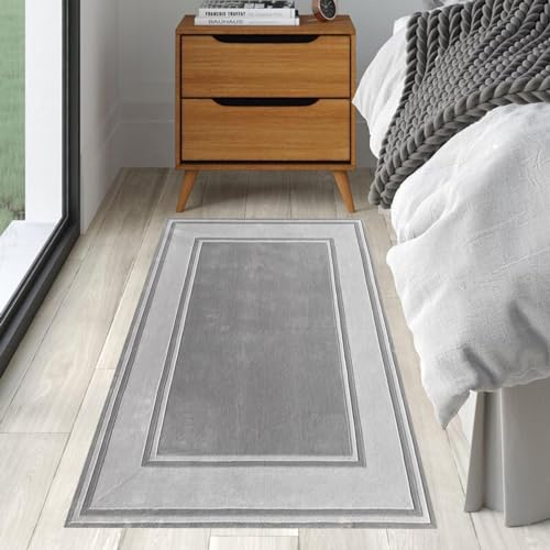 Alfombra de pasillo lavable y resistente al agua con base antideslizante gris 4
