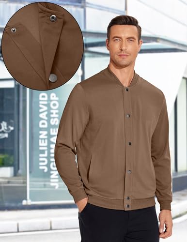 Image of COOFANDY Men's Casual Lightweight Jacket Baseball Letterman Snap Button Jacket