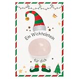 ZJKUBOIS Wichtelstein Geschenk, Glückssteine für Kinder Weihnachten - Glückssteine, Karte und Organzabeutel, Magischer Glücksbringer 2-3 cm (Rosa)