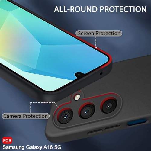 Image of TheGiftKart Sleek Back Cover Case for Samsung Galaxy A16 5G | Slim Fit Protective Design | Ultra Matte Finish | Camera Protection Bump | Soft Silicon Back Cover Case for Samsung A16 (Silicone, Black)