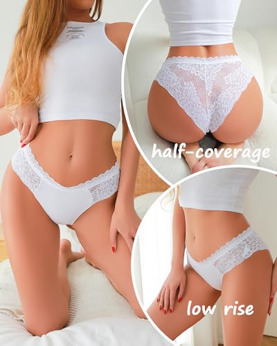 ALL OF ME Sexy Underwear for Women Lace Bikini Panties Low Rise Cotton Hipster Stretch Ladies Cheeky Panty 6 Pack2