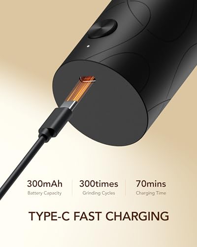 Miniatura 6 de Sangcon Juego De Molinillo De Sal Y Pimienta Eléctrico Recargable Por Usb, Molinillo De Sal Y Pimienta Automático De Gran Capacidad Operación Con Una Sola Mano 6 Tamaños De Grano Ajustables Negro