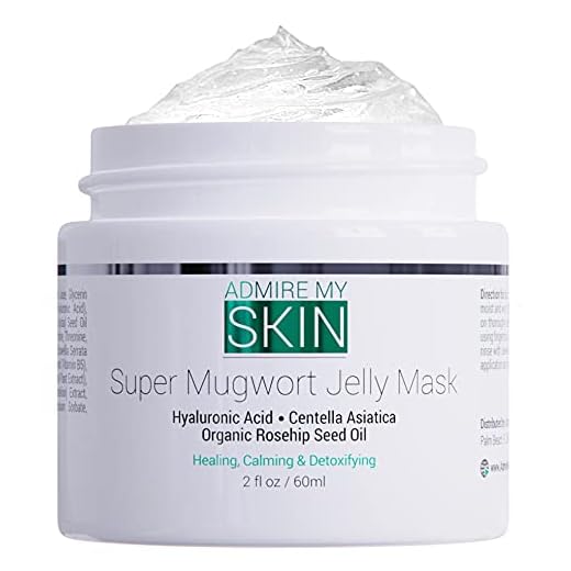 Admire My Skin Mugwort Face Mask For Sensitive Skin – Soothing Gel Face Mask Contains Hyaluronic Acid + Centella Asiatica + Rosehip – Hydrating Beauty Face Mask for Dry Skin 2oz