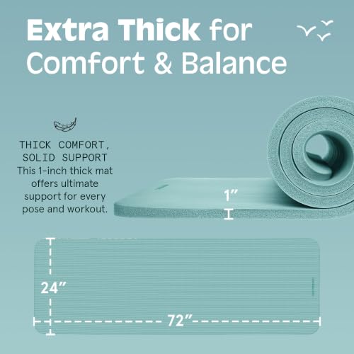 Image of Retrospec Solana Yoga Mat 1 inch Thick w /Nylon Strap for Men & Women - Non Slip Exercise Mat for Home Yoga, Pilates, Stretching, Floor & Fitness Workouts