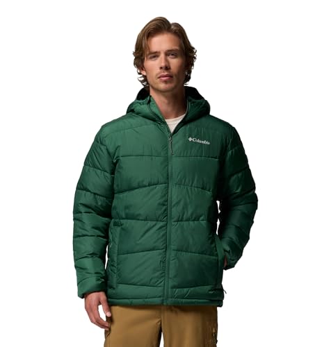Columbia Men's Fivemile Butte 2 Hooded Jacket, Hooded Puffer Jacket, Rain Forest, Medium