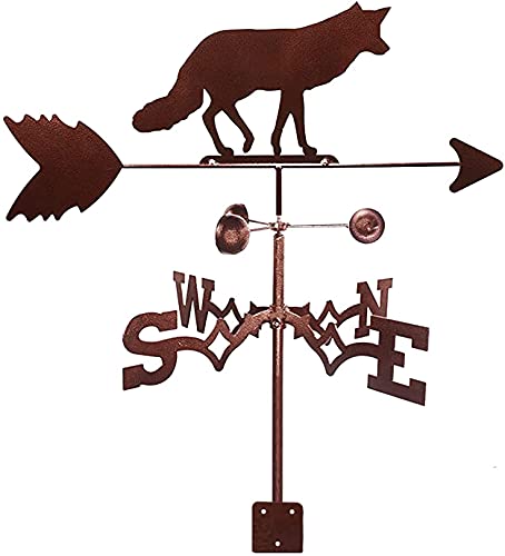 CAZARU Wetterfahnen Wilder Fuchs Silhouette Wetterhahn Edelstahl Wetterfahne Windrichtungsanzeiger mit Anti-Rost-Beschichtung für Outdoor-Tierdekor-Handwerk