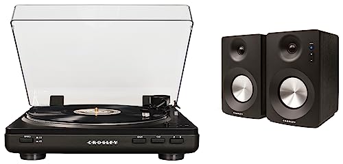 Image of Crosley KT400A-BK Fully Automatic Bluetooth 2-Speed Turntable Record Player with S100A Stereo Speakers, Black