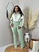 Vssjavun Women 2 Piece Outfits Sweatsuit Sets Color Block Long Sleeve Full Zip Cropped Jacket Bodycon Long Pants Jogger Set Tracksuit Lounge Outfit Green S