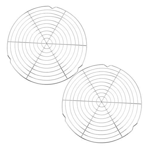 SOLUSTRE 2Pcs Round Cake Cooling Rack Heavy Duty Baking Rack for Cookies Bread Desserts Capacity Design Dishwasher Safe for Home Kitchen Use