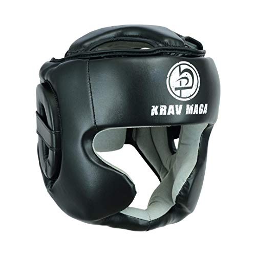 Krav Maga Boxing Elite Full Face Head Guard - All Black (Medium)