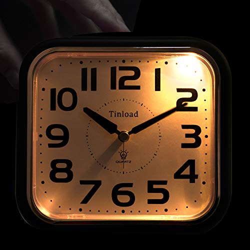 5.5" Silent Analog Alarm Clock Non Ticking, Gentle Wake, Beep Sounds, Increasing Volume, Battery Operated Snooze And Light Functions, Easy Set, Black (Best For Elder) #TOP4