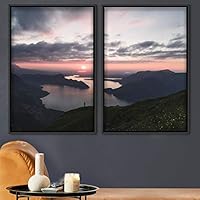 2 Piece Framed Canvas Wall Art Sunset in The Lake Canvas Prints Home Artwork Decoration for Living Room,Bedroom - 16