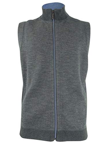 Tommy Bahama Men's Flipsider Full-Zip Reversible Knit Vest (S, Pewter Heather)