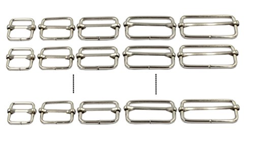 DGOL 50pcs 5 Sizes Silver Adjustable Slide Buckles Belt Strap Strong Tri Glide Roller Buckles 19/32 inch,3/4 inch,1 inch,1-1/4 inch,1-1/2 inch