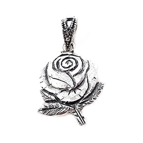Colgante Rosa de Oro Virgen de la Cabeza de Plata Ley 925m Maciza Cover