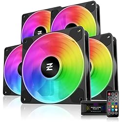 Ventilador Cubo EZDIY-FAB Ventilador Cubo Pro RGB 120mm con Fan Hub X y Remoto 5V 3PIN ventiladores ARGB, Placa Base Aura Sync, Ventilador de enfriamiento de alto rendimiento, Pack 5-Negro