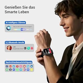 Smartwatch Damen Herren, 1,91"HD Touch Fitnessuhr mit Taschenlampe & Bluetooth-Anrufe,100+Sportmodi Fitness Tracker mit Puls-SpO2-Schlaf-monitor,2 Armbändern IP68 Wasserdicht Sportuhr für Android iOS