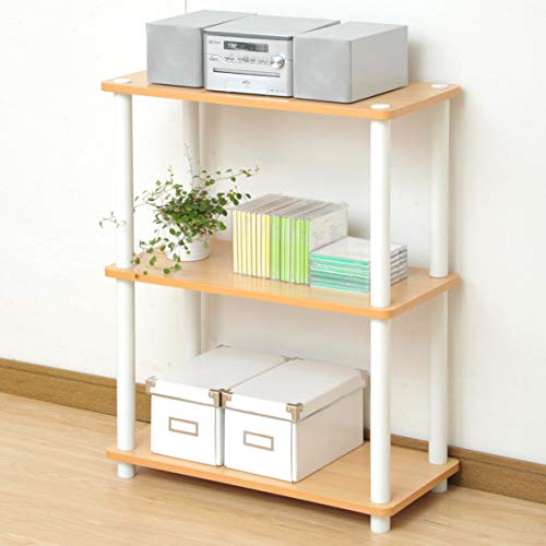 山善 ラック オープンシェルフ 幅60×奥行30×高さ77cm 3段 角が丸い 組立かんたん ナチュラル SR-3