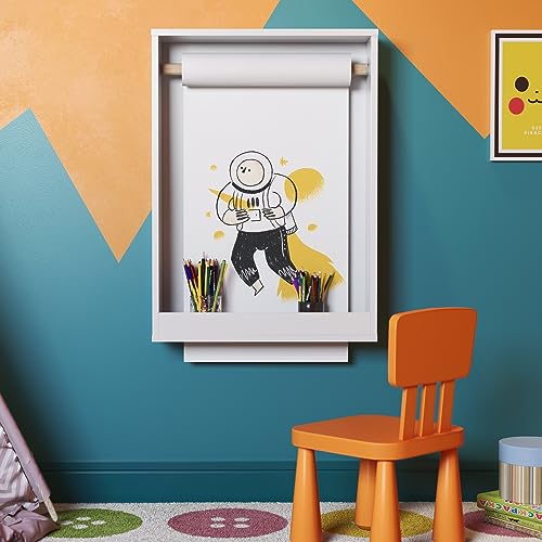 Lousa Painel De Criação Desenho Com Rolo De Papel 42cm Branco