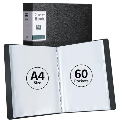 DONGLI Lot de 2 Porte Vue, Protège-Documents A4 avec 60 Pochettes 120 Vues(Noir)