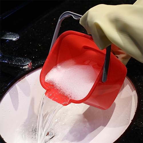 Image of Lallisa 12 Pcs 3 Quart Cleaning Bucket Small Sanitizing Square Bucket Detergent Pail for Home Office Commercial Restaurant Kitchen Bathroom School (Red)