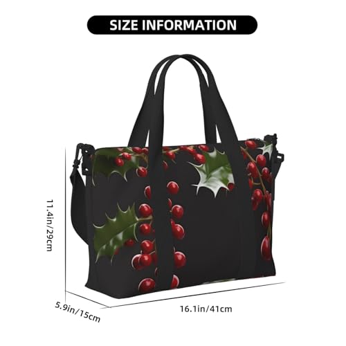 Travel Duffel Bags Personal Item Bag Carry on Luggage Bag Training Handbag Lightweight Waterproof Sports Gym Bag Holly Berry Branches Weekender Bag for Women Men2